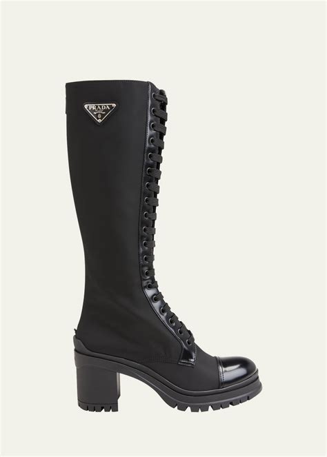 prada bootsknee high|Prada lace up combat boots.